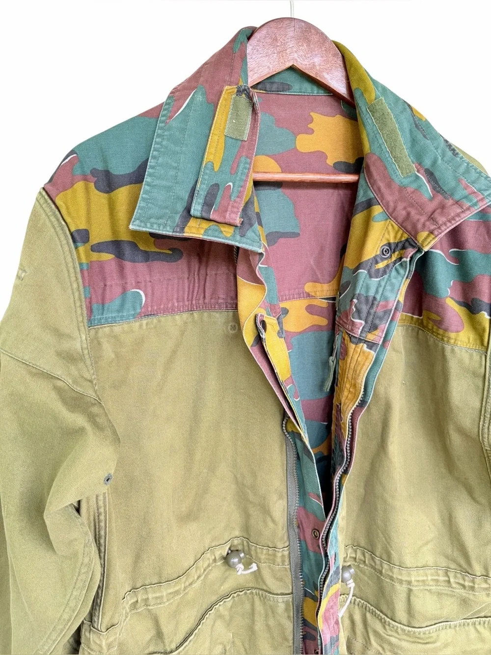 Vintage Belgium Army Jacket Military-Style Camouflage Field Jacket Reversible